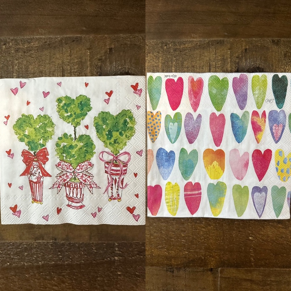 Valentines Day Love Heart Topiary Paper Napkins